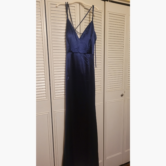 Navy blue lattice prom dress - Picture 4 of 4